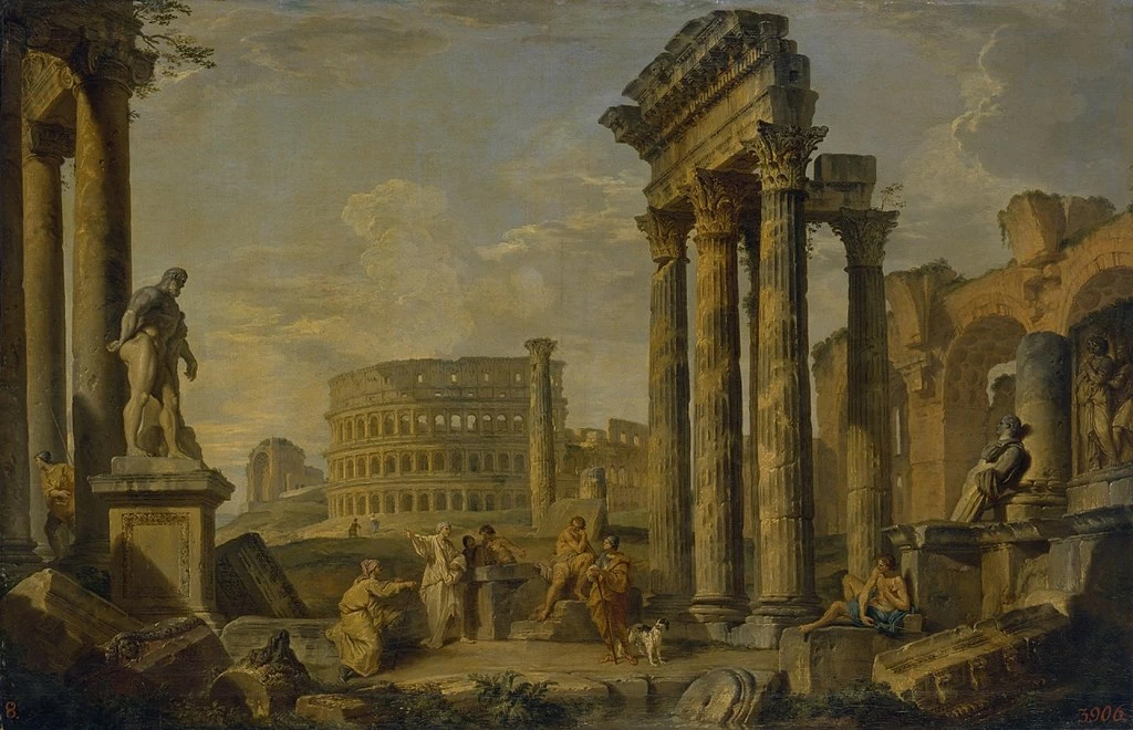 Sermone di un Apostolo nelle Rovine Romane con la statua di Ercole Farnese